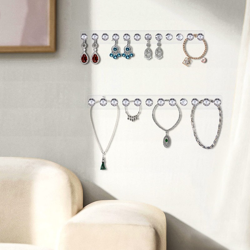 Baoswi 2 Pack Necklace Hangers Acrylic Necklace Holder Wall Mounted