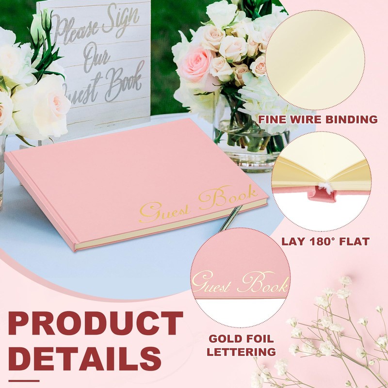 PATIKIL Elegant Guest Book 9"x7" Offset Paper Wedding Guest Book