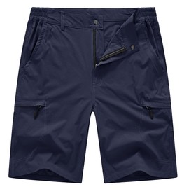 YSENTO Mens Outdoor Cargo Work Shorts Quick Dry Lightweight Hiking Walking Camping Multi-pocket Golf Shorts(Navy,30)