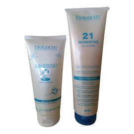 Salerm 21 Kit de Cuidado Capilar: Shampoo con Ácido Hialurónico (300ml) + Mascarilla Leave-In Proteína de Seda (200ml) - Rutina de Hidratación Extrema para Cabello Seco y Dañado
