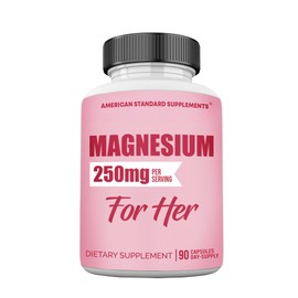 Magnesium Glycinate for Women 250mg Per One Capsule, Magnesium Glycinate Chelated for Her, 90 Capsules, 90 Days Supply
