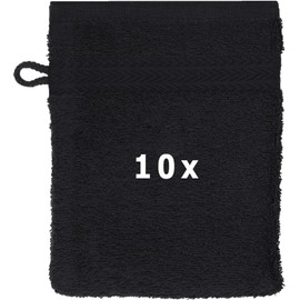 Betz PREMIUM Waschandschuhe 10-teilig - Frottee Waschlappen Gesicht reinigen - aus 100% Baumwolle - Babywaschhandschuh - schwarz