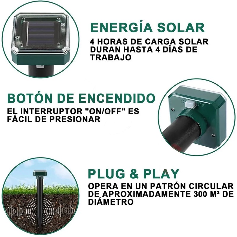 4Pcs Solar Powered Rodent Repeller Rectangular Waterproof Ultrasonic Breeding Snake