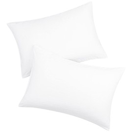 PiccoCasa Pillow Cases 2 Pack Soft Brushed Microfibre Pillow Covers with Envelope Closure, Bedding Pillowcases White 50 x 65cm