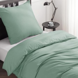 BEDSURE Bed Linen 135 x 200 cm Cotton Green - Bed Linen Sets 135 x 200 cm Duvet Cover 2-Piece with Pillowcase 80 x 80 cm, Oeko-Tex Bed Linen Green with Zip