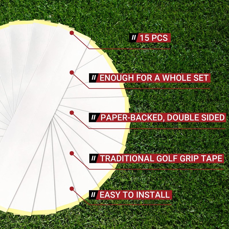 EAGLE WORK Golf Regriping Kits, 15 Paper-Backed Tapes, 5oz Solvent,