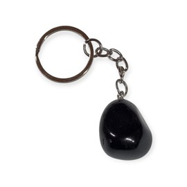 Black Obsidian Keyring, A Stone of Protection, Tumbled Semi-Precious Stone Key Chain, Healing Crystal for Protection (Black Obsidian)