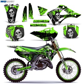 Wholesale Decals MX Dirt Bike Graphics kit Sticker Decal Compatible with Kawasaki KX125/KX250 1999-2002 - Reaper V2 Green