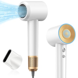 Oushome Ionen Haartrockner, bürstenloser Ionen Föhn, 110.000 U/min Hochgeschwindigkeit mit 4 Modi,200 Millionen negative Ionen mit Magnetdüse, Leicht/Tragbar für Reisen und Salon,Perlweiß