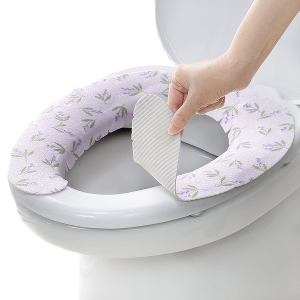 Sanko KC-54 Non-Slip Toilet Seat Cover, Toilet Seat Cover, 1 Pair, Lavender, Violet, Just Place and Stick