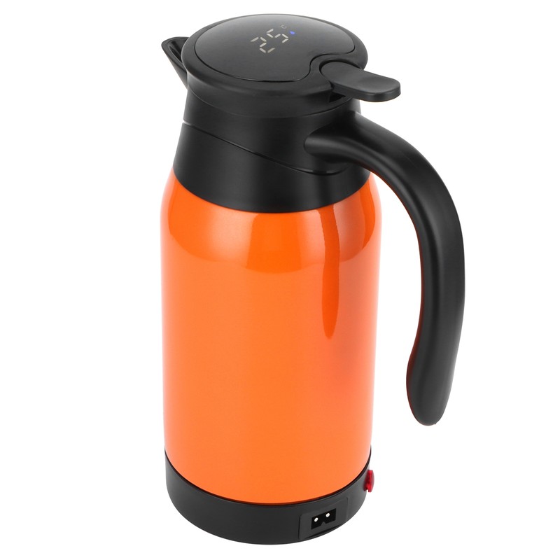 Orange Car Electric Kettle Temperature Display Car Boiling Cup Travel