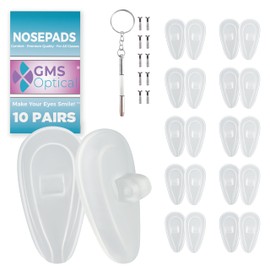 GMS Optical Comfort Line - Air Bag Screw-in Soft Silicone Nose Pads for Glasses, Sunglasses, Glasses Repair Kit with Screws, Keep Glasses from Sliding (7mm/14mm(10 Pair))