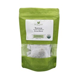 Biokoma Pure and Organic Yarrow Dried Herb 30 Tea Bags 1.5oz In Resealable Moisture Proof Pouch, USDA Certified Organic - Herbal Tea, No Additives, No Preservatives, No GMO, Kosher