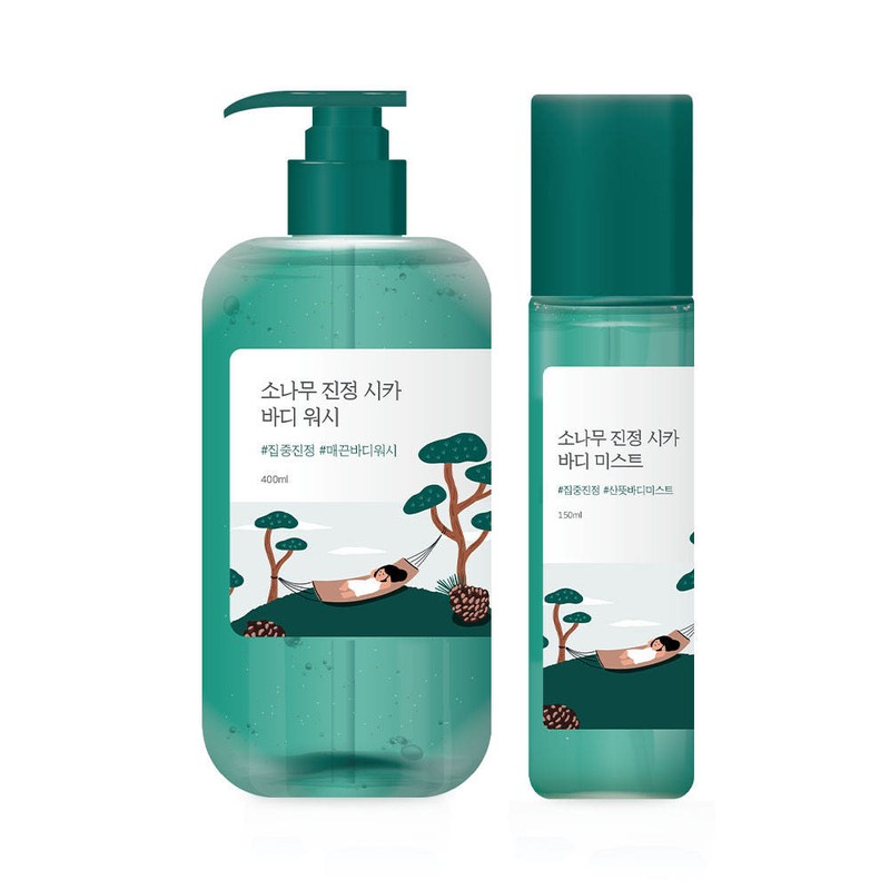 roundlab 라운드랩 소나무 진정 시카 바디워시 400ml X 바디 미스트