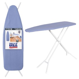 Ironing Board; Foldable Iron Table, Made in USA by Seymour Home Products | Includes Cover & Pad (Forever Blue) |Compact Size| 4 Heavy Duty Legs for Extra Support | Steel Mesh Top; Advanced Steam Flow
