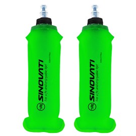 SINOVATI® TPU Foldable Water Bottles, Soft Flask, Water Bottle, BPA-Free Sports Bottle for Hydration Backpack, Bicycle, Hiking, Jogging, Camping and Climbing (Green, 500 ml x 2)