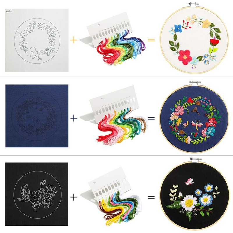Full Range of Embroidery Starter Kit with Pattern, DIY Cross