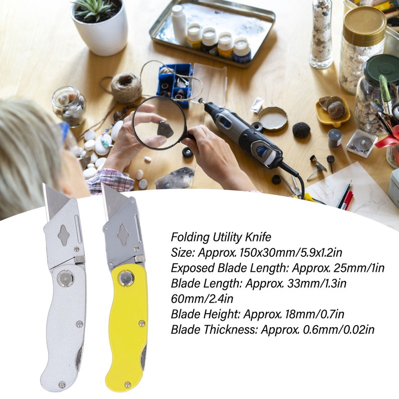 2 Pcs Folding Utility Knife Aluminum Alloy Industrial Grade Outdoor