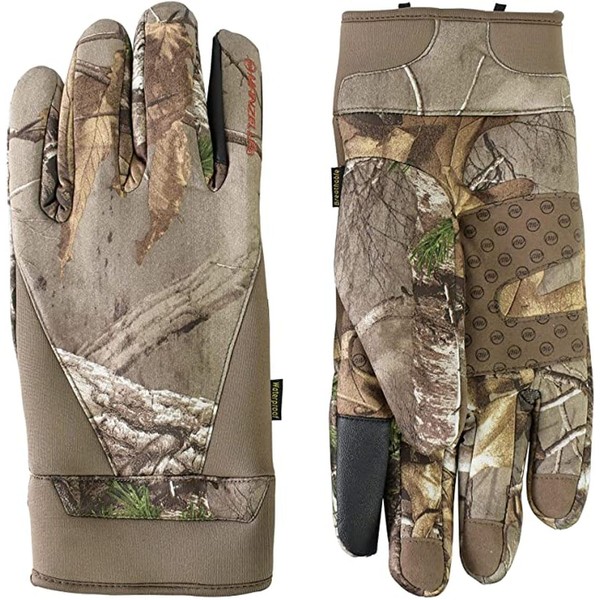 Manzella Men's Stretch Coyote Cold Weather Hunting Glove, Waterproof, Windproof, Touchscreen Capable, Realtree Xtra, Large