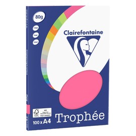 Clairefontaine 4121C Trophée PPP Printer Paper for All Laser Printers, Copiers and Inkjet Printers, DIN A4 (21 x 29.7 cm) 80g, 1 Ream of 100 Sheets, Fuchsia