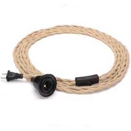 JSXing Kit de cable de luz colgante con interruptor independiente Cuerda de cáñamo Accesorio de cable de iluminación colgante vintage Compatible con E26 para decoración de proyectos de bricolaje industrial retro (15Ft)