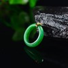 Natural Jade Ring Woman Lucky Smooth Green Band Ring Gold