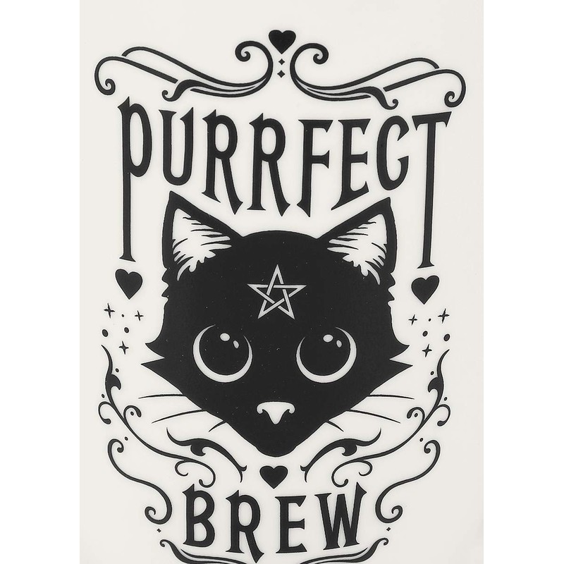 Alchemy Gothic Cup and Spoon Set Purrfect Brew White/Black
