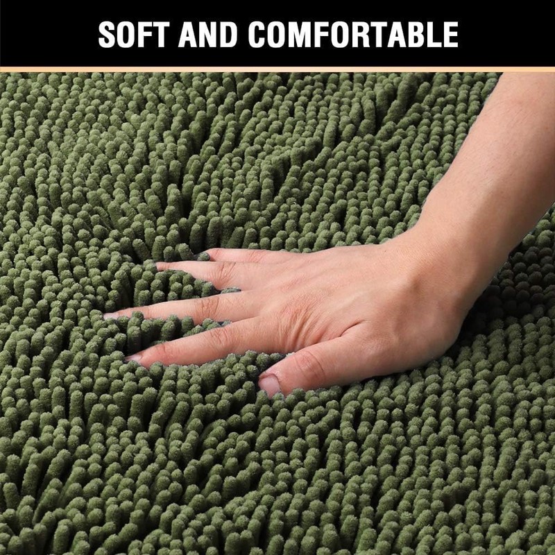 Smarcute Chenille Bath Mat for Bathroom Luxury Thick Bathroom Mat