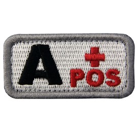 Type A + Tactical Blood Type Embroidered Velcro Patch White and Red