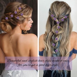 YISSION 40 Pcs Mini Rose Flower Hair Clips Cute Floral Hair Pins Small Rose Hair Clip Wedding Light Purple Flower Hair Barrettes Bridal Hair Accessories for Girls Women