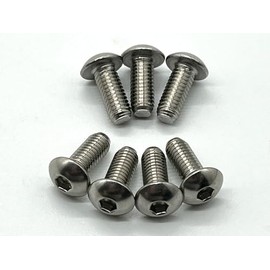 Adpack [Made in Japan] Stainless Steel Steering Wheel with Hex Hole Button Bolts M5 (0.2 inches (5 mm) Neck Length 0.5 inches (12 mm) [7 Pieces]