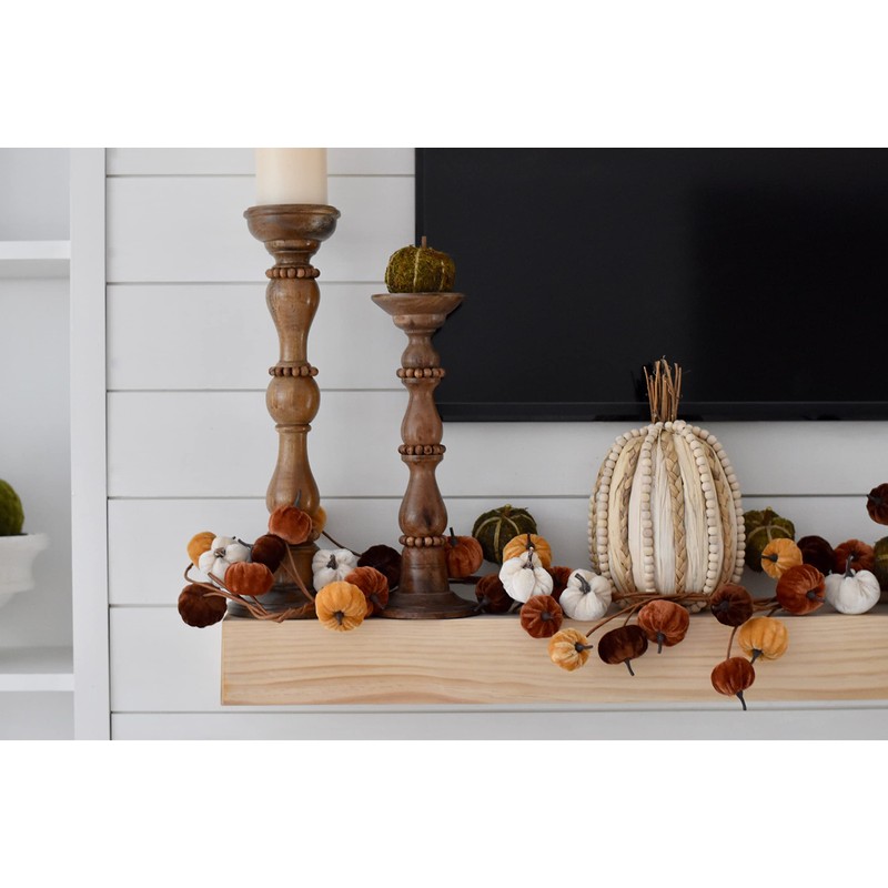 Beaded Wood Candlestick