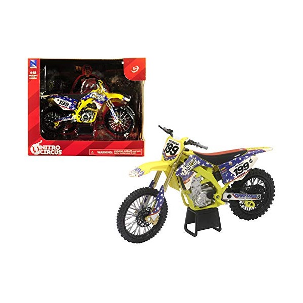 Suzuki RMZ450 Nitro Circus #199 Travis Pastrana Yellow/Blue 1/12 Diecast