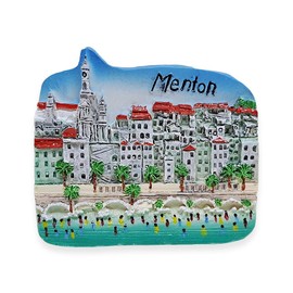 WitnyStore Tiny La Plage des Sablettes in Menton France Western Europe Tourist Attractions Resin Refrigerator Magnet Traveler Souvenir Gift Memento 3D Fridge Magnets