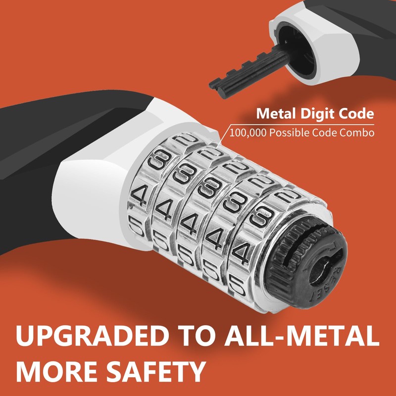 Topcrown Bike Chain Lock Upgrade Metal Digital Dials 3.2Ft Long