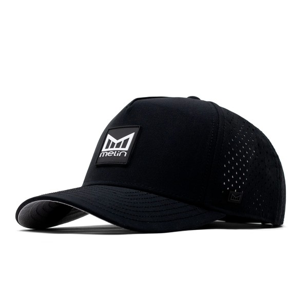 melin Odyssey Stacked Hydro, Performance Snapback Hat, Water-Resistant Baseball Cap for Men & Women, Black, Small