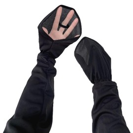 RSSR Women's Arm Cover, Adjuster, Long Size, Fingertip Cover, Back of Hand Cover, Mesh, UV Protection, UPF 50+, Sunscreen, Outdoor, Black