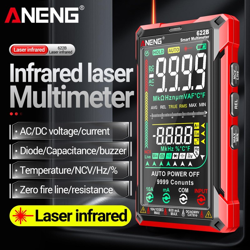 ERYUE Multimeters, Digital Multimeter Tester Smart Touch Auto-Ranging 9999 Counts