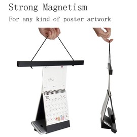 Ywlake Magnetic Poster Hanger, 11x17 11x14 11x16 Poster Frame Wood Wooden Magnet Print Posters Dowel Scroll Hanger Hangers Hanging Kit for Walls Map Canvas Artwork (Black, 11",2 Packs)