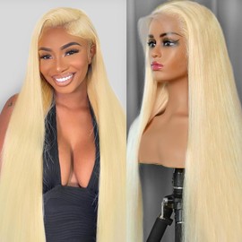 WAQI 28 Inch 613 13x6 Lace Front Wig Human Hair Blonde Wig Human Hair Straight Lace Front Wigs Human Hair Pre Plucked 613 HD Lace Frontal Wig 13x6 Wigs For Women 613 Human Hair Wig With Baby Hair