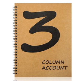 1Pcs Accounting Ledger Book 3 Column 7 * 9.25inch Columnar Notebook Columnar Pad 3 Columns Kraft Paper Cover 100 Pages for Personal Use Small Business(50 Sheet)