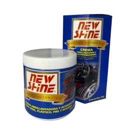 NEW SHINE Crema Acondicionadora y Abrillantadora de Goma, Cuero, vinil o plástico.