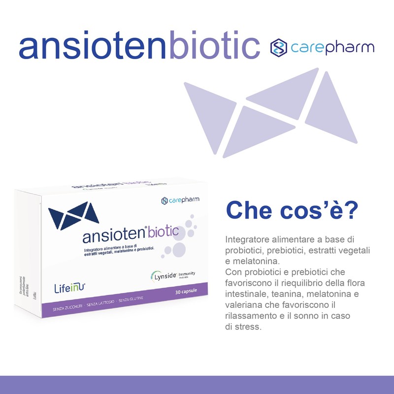 Carepharm, Ansioten Biotic, Integratore Alimentare con Probiotici e Prebiotici, Ideale