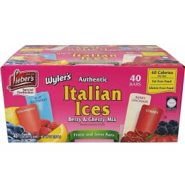 Wyler's Italian Ices Freezer Pops Berry And Cherry Mix Ice Pop, 40 Count