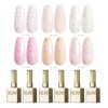 Set De 6 Esmaltes De Uñas Con Glitter Crema Xeijayi