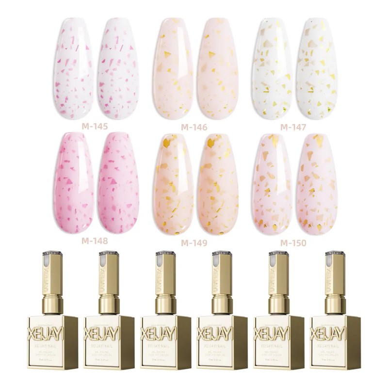 Set De 6 Esmaltes De Uñas Con Glitter Crema Xeijayi