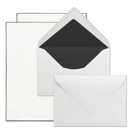 25 x Mourning Paper Sets DIN A5 with White Envelopes DIN C6, Black Lined, Writing Paper with Handmade Black Border, Writing Paper for Condolence