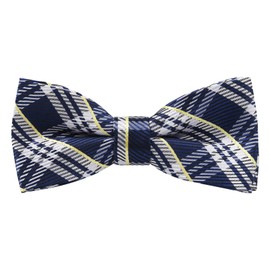Alizeal Boys Tartan Stripe Pre-tied Bow Tie Check Stripe for Kids School Gifts Tie, Navy+White
