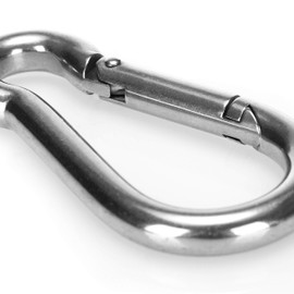 com-four® 3 x Carabiner Hooks - Premium Carabiner Made of Weather-Resistant 304 Stainless Steel - Steel Hooks with 110 kg Load Capacity / WLL for Key Chains, Garden, Household, Crafts - 80 x 8 mm