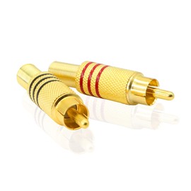 PNGKNYOCN RCA Audio Plug, AV Stereo Gold Plated Male Plug, Spring Coaxial Audio Soldering Free Adapter KANGPING for Conversion Between Audio Device Interfaces（4-pack）